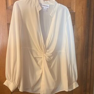 Set of 2 Chadwicks Cream and Black Twist-Front Blouse